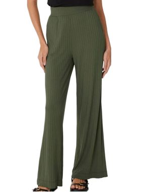 Calça Wide Leg Malwee 1000110527 Feminina Canelada Viscose T. P/XGG