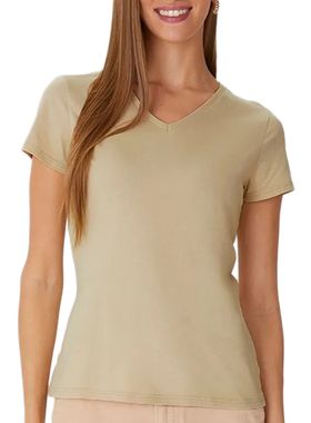 Blusa Baby Look Malwee 1000047373 Feminina Gola V Algodão T. P/XGG