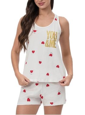 Short Doll Mensageira da Paz 033482 Feminino Corações Algodão T. P/GG