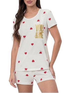 Short Doll Mensageira da Paz 033483 Feminino Corações Algodão T. P/GG