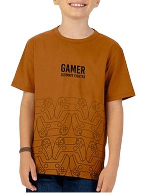 Camiseta Manga Curta Kyly 1001357 Juvenil Menino Gamer Meia Malha T. 10/14