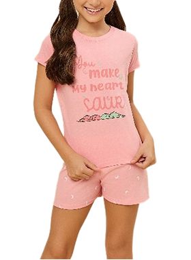 Pijama Curto Daisy Days & Borth 49.38.0036 Infantil Estampa Luas Algodão T. 04/08