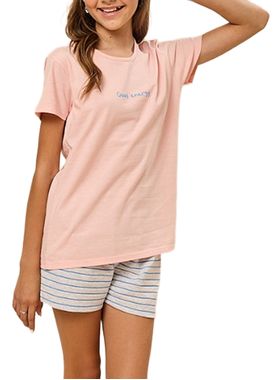 Pijama Curto Daisy Days & Borth 50.38.0025 Juvenil Listrado Meia Malha T. 10/14