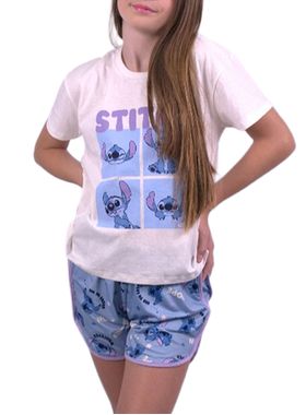 Pijama Curto Disney 50.42.0006 Juvenil Stitch Algodão T. 10/14