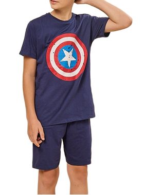 Pijama Curto Marvel 53.05.0033 Juvenil Capitão América Meia Malha T. 10/14