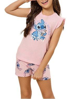 Pijama Curto Disney 49.42.0007 Infantil Stitch Algodão T. 04/08