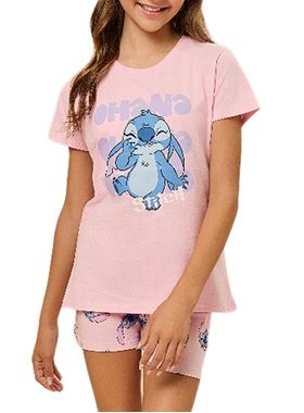 Pijama Curto Disney 50.42.0003 Juvenil Stitch Algodão T. 10/14