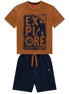 Conjunto Curto Kyly 1001376 Juvenil Menino Estampado Algodão T. 10/14
