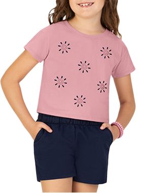 Conjunto Curto Kyly 1001314 Infantil Menina Bordado Algodão T. 04/08