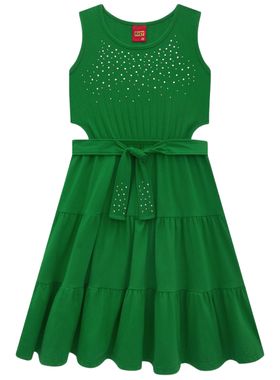 Vestido Curto Kyly 1001303 Infantil Com Strass Algodão T. 04/08