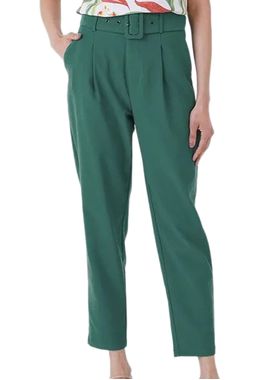 Calça Carrot Malwee 1000121261 Feminina Com Cinto e Bolsos Alfaiataria T. M/GG