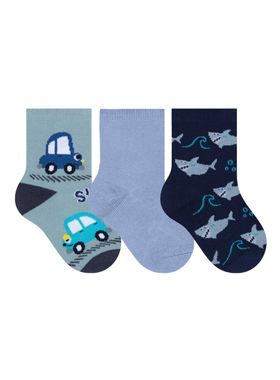 Kit/3 Meia Selene 1451.001 Baby Menino Estampada Algodão T. 17/20 21/24