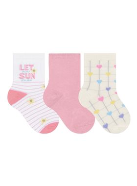 Kit/3 Meia Selene 1451.002 Bebê Menina Algodão T. 17/20 21/24