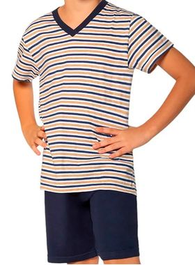 Pijama Curto Infantil Lupo 20021-001 Listrado Algodão T. 04/16